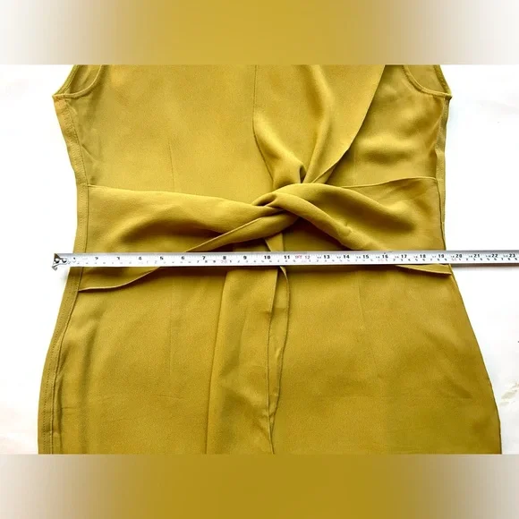 ARKET Crêpe Knot Dress - Mustard yellow Size large midi - Picture 10 of 14